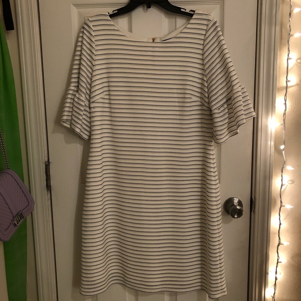Ivanka Trump White Dark Navy stripe dress